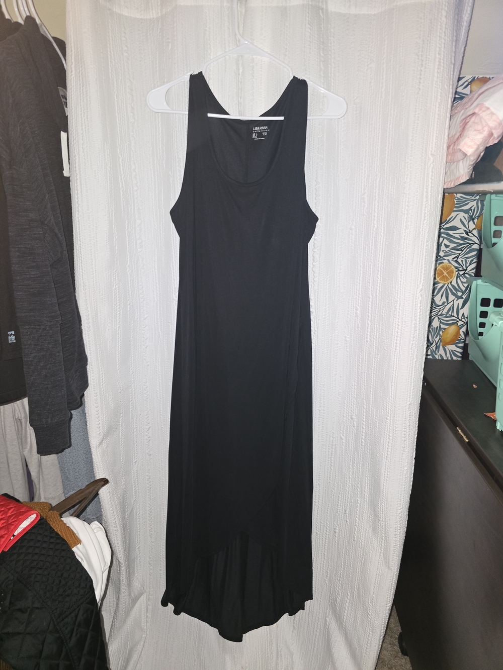 Lisa Rinna Collection Black Racerback High-Low Maxi Dress